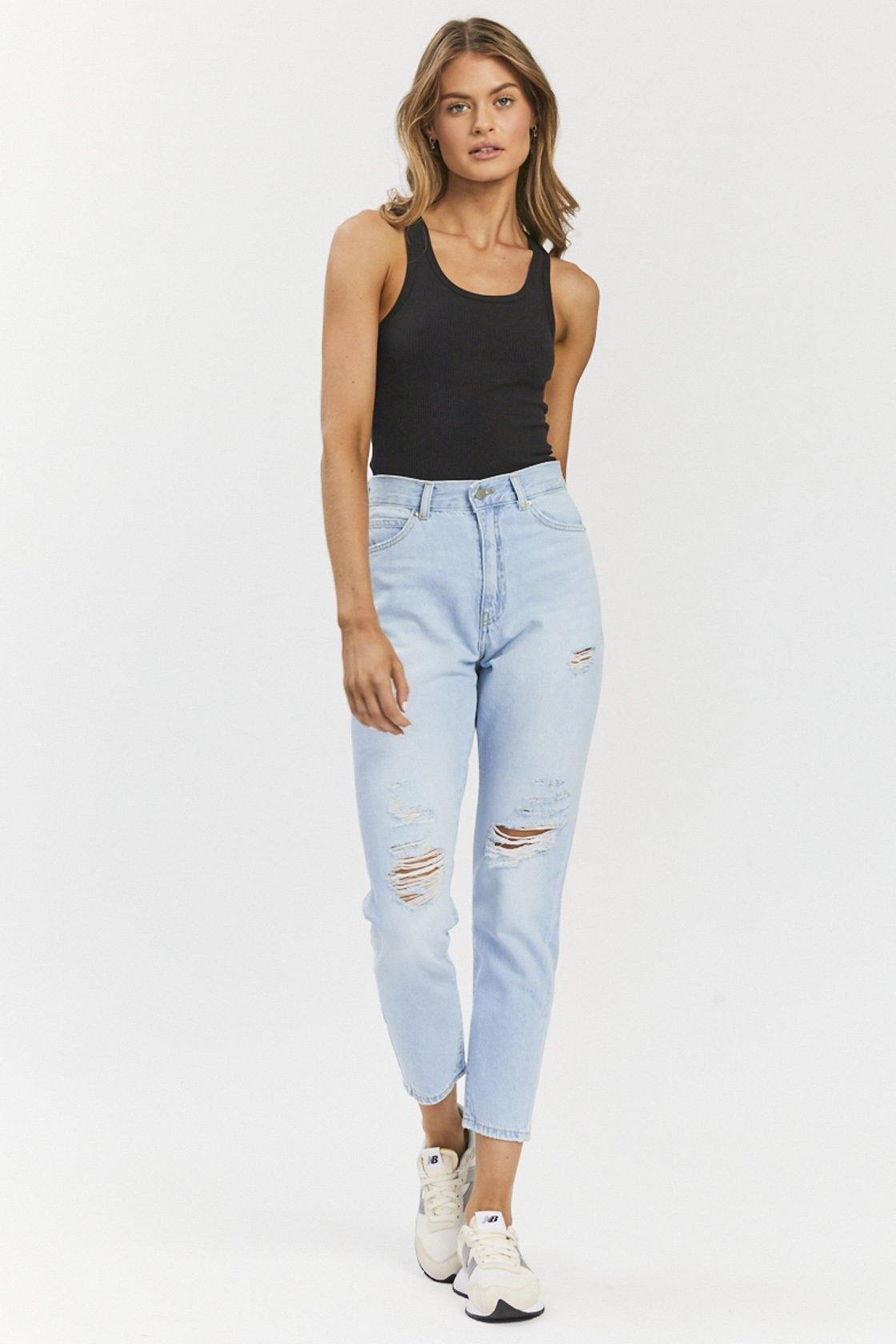 Dr Denim Australia Nora Mom Jeans Superlight Blue Ripped – Dr