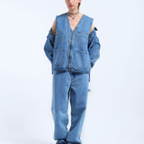 Denver Worker Vest - Stream Sky Retro Contrast