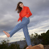 Donna Baggy Jeans - Stream Sky Retro