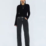 Addy Mid Straight Jeans TALL - Tar Aged Black