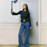 Erica Button Rib Top – Asphalt Grey