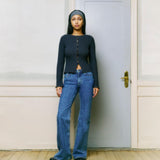 Erica Button Rib Top – Asphalt Grey