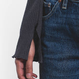 Erica Button Rib Top – Asphalt Grey
