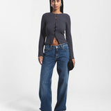 Erica Button Rib Top – Asphalt Grey