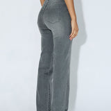 Moxy High Straight Jeans - Washed Light Grey Used