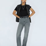 Moxy High Straight Jeans - Washed Light Grey Used