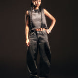 Nanci Barrel Jeans PETITE - Aged Black