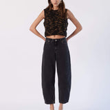 Nanci Barrel Jeans PETITE - Aged Black