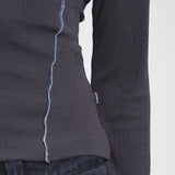Nicola Long Sleeve Rib Top – Asphalt Contrast