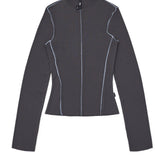 Nicola Long Sleeve Rib Top – Asphalt Contrast