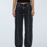 Nika Mid Straight Jeans - Worker Aged Black