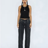 Nika Mid Straight Jeans - Worker Aged Black