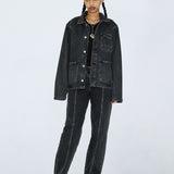 Nika Mid Straight Jeans - Worker Aged Black