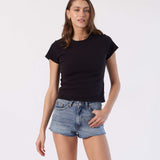 Skye Shorts - Stream Sky Fade Raw Hem