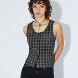 Zola Top - Black Summer Check