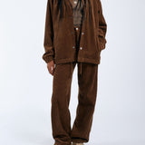 Donna Baggy Jeans - Brown Cord