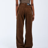 Donna Baggy Jeans - Brown Cord