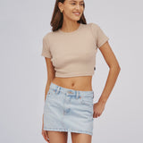Ziggy Mid Skirt - Stream Light Worn