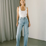 Echo High Straight Jeans PETITE - Bay Blue Jay