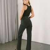 Echo High Straight Jeans - Tar Retro Black