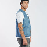Denver Worker Vest - Stream Sky Retro Contrast