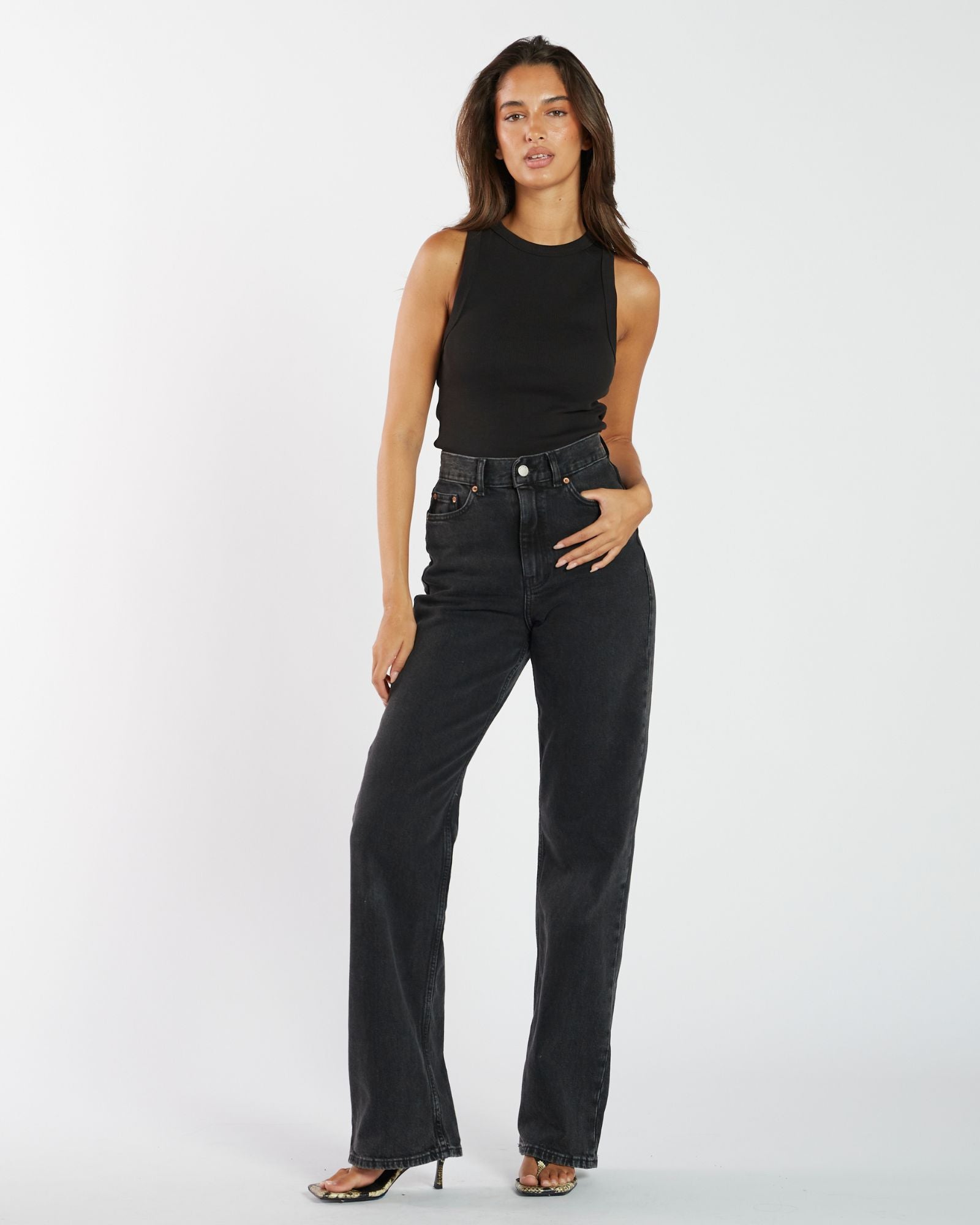 Echo Straight Jeans PETITE Tar Retro Black Dr Denim Jeans