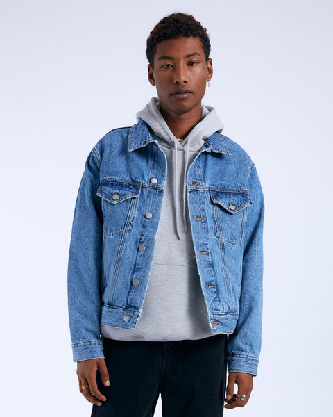 Joey Trucker Jacket - Stream Sky Retro – Dr Denim Jeans