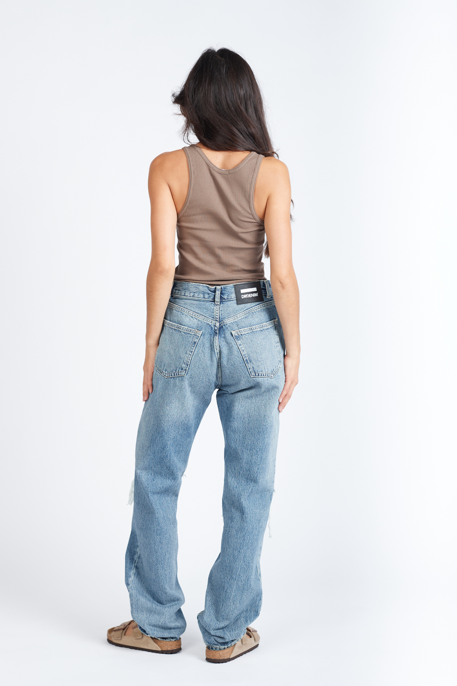 Beth Straight Jeans - Drift Mid Knee Gash - Final Sale