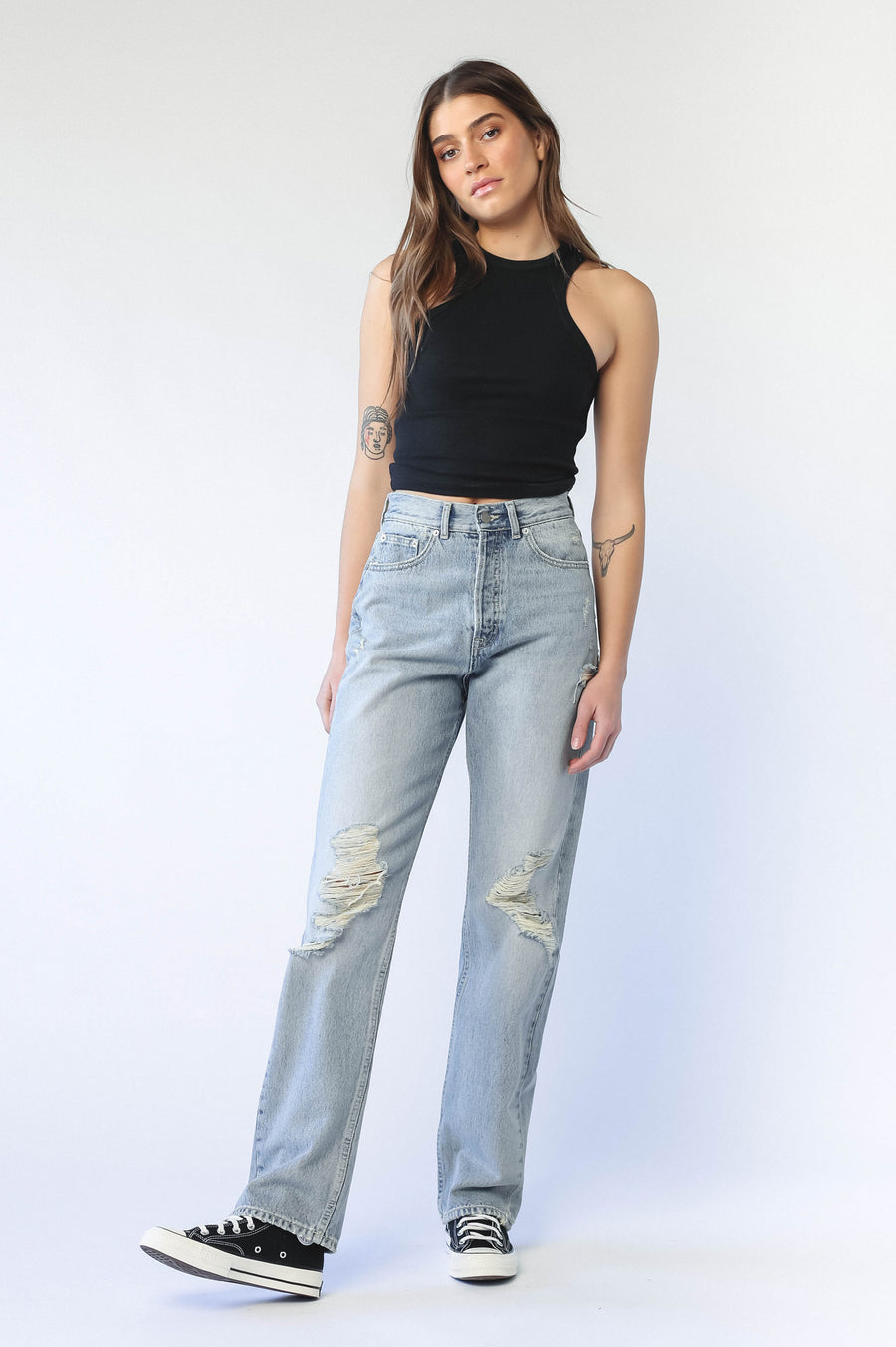 Beth Straight Jeans - Drift Light Vintage Destroyed - Final Sale