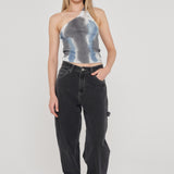 Cece Top - Blue Stripe Dye