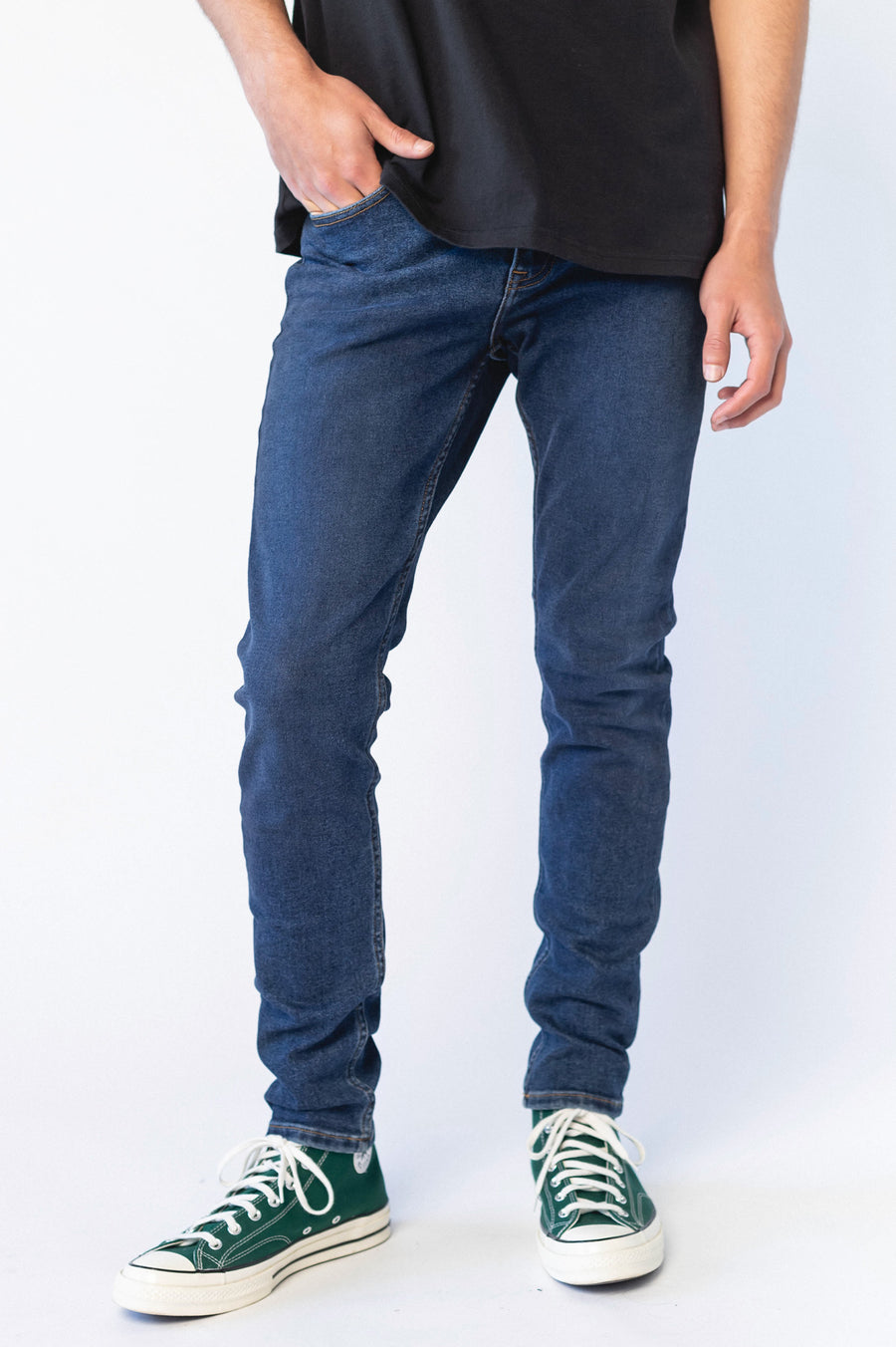 Chase Skinny Jeans - Moat Plain Dark Blue