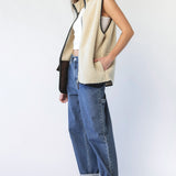 Unisex Dey Pile Vest Light Khaki