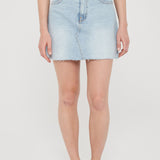 Echo Mini Skirt - Light Blue Jay Raw Hem
