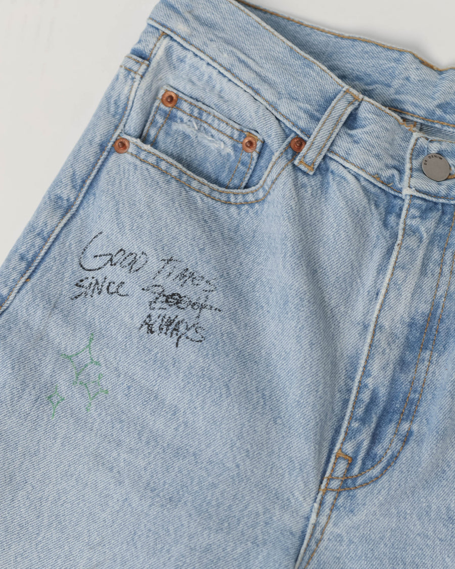 Echo Straight Jeans - Light Blue Jay Scribble