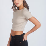 Nina Rib Top - Pale Taupe