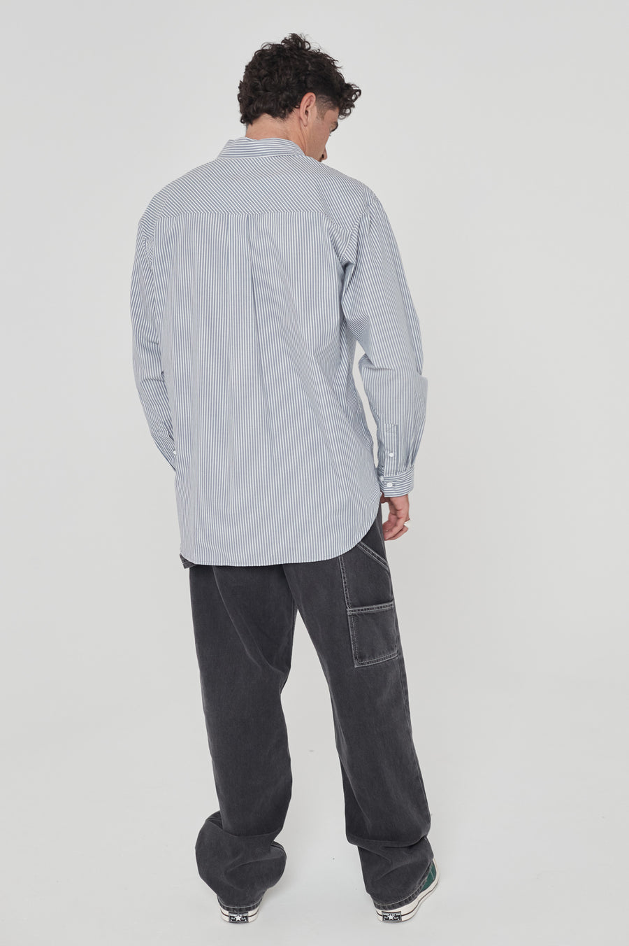 State Poplin Shirt - Slate Blue Stripe - Final Sale
