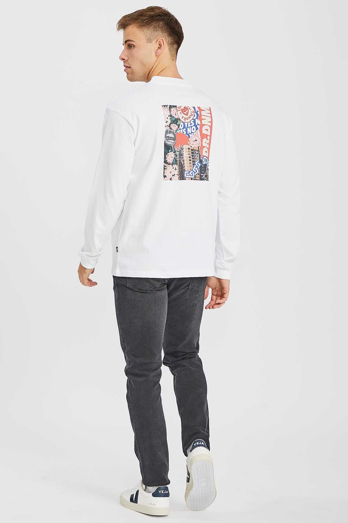 Kane Longsleeve Tee City Life White - Dr Denim Jeans - Australia & NZ