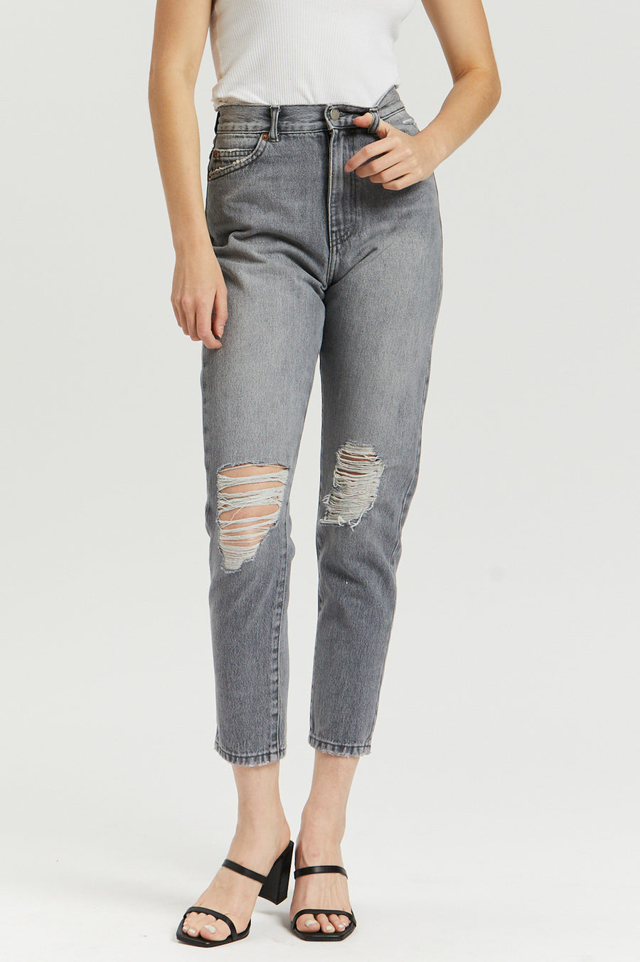Nora Jeans - Washed Grey Rip - Dr Denim Jeans - Australia & NZ
